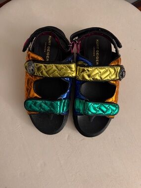 Kurt Geiger Kids Metallic Green Blue Gold Orange Quilted Sandals